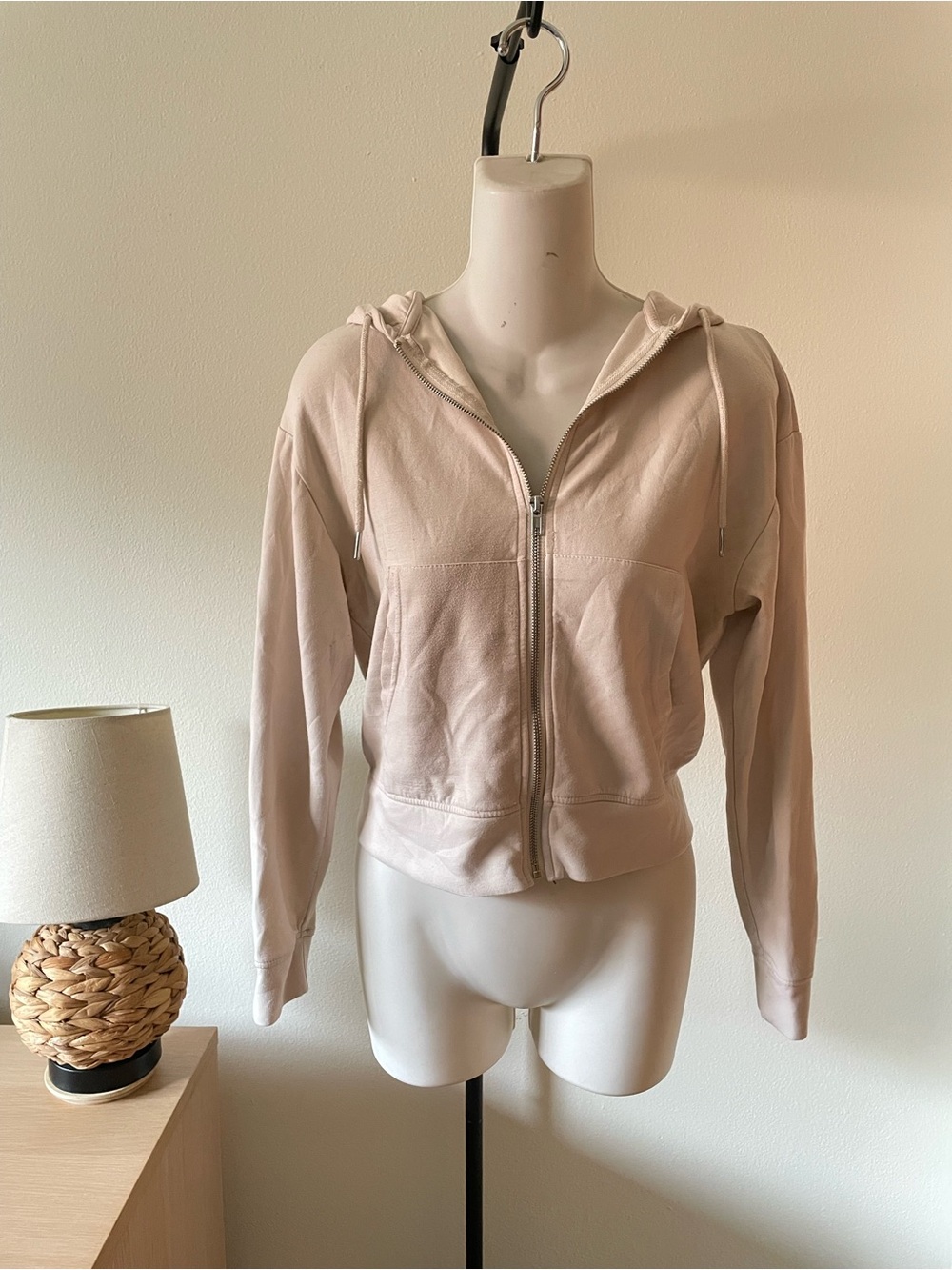 Women's Light Pink Zip-Up Bomber Hoodie